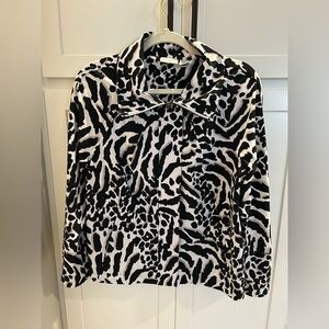 Stylish Black and White Animal Print Women's Jacket